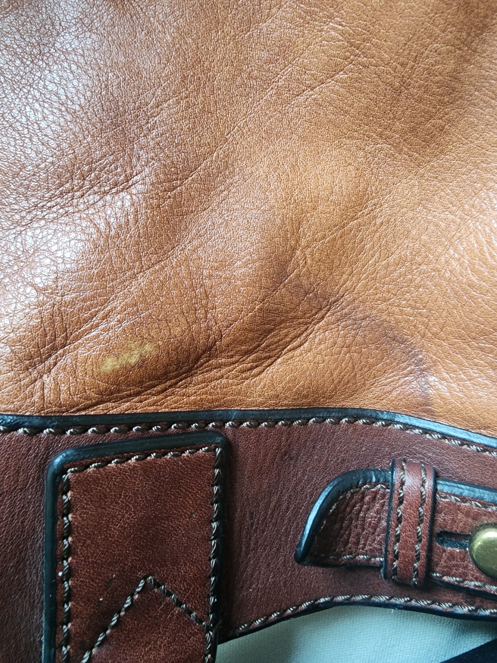 FOSSIL Vintage Two-Tone Brown Leather Tote Bag - Picture 9 of 11